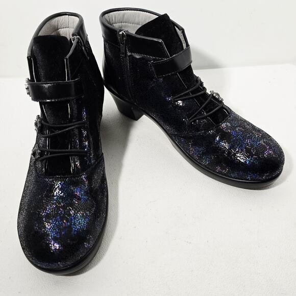 Alegria Womens Heidi Black Dahlia Boots Sz 41 US 10.5-11 Metallic Shimmer - Picture 1 of 11